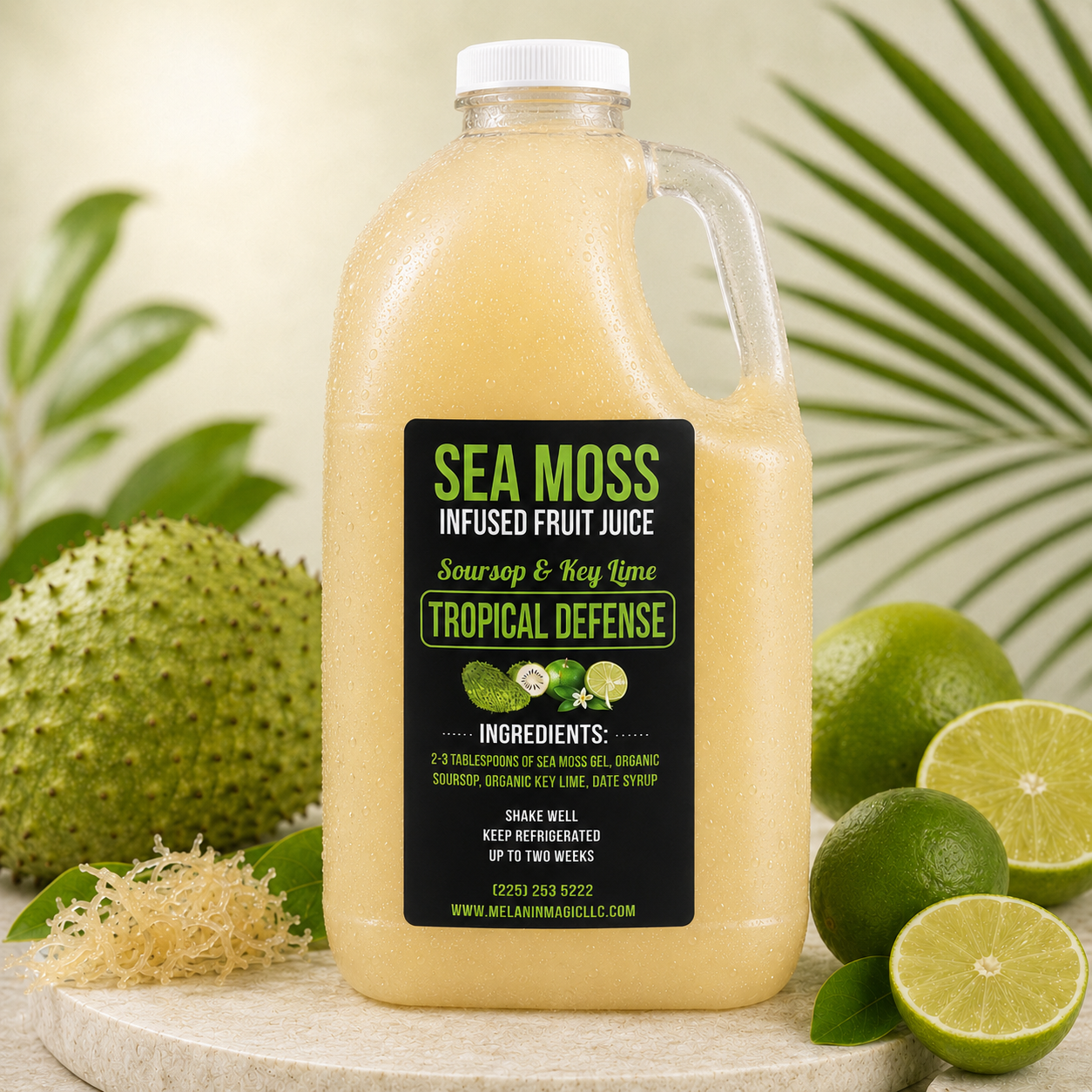 Sea Moss Infused Fruit Drink (Tropical Defense )— Soursop & Key Lime